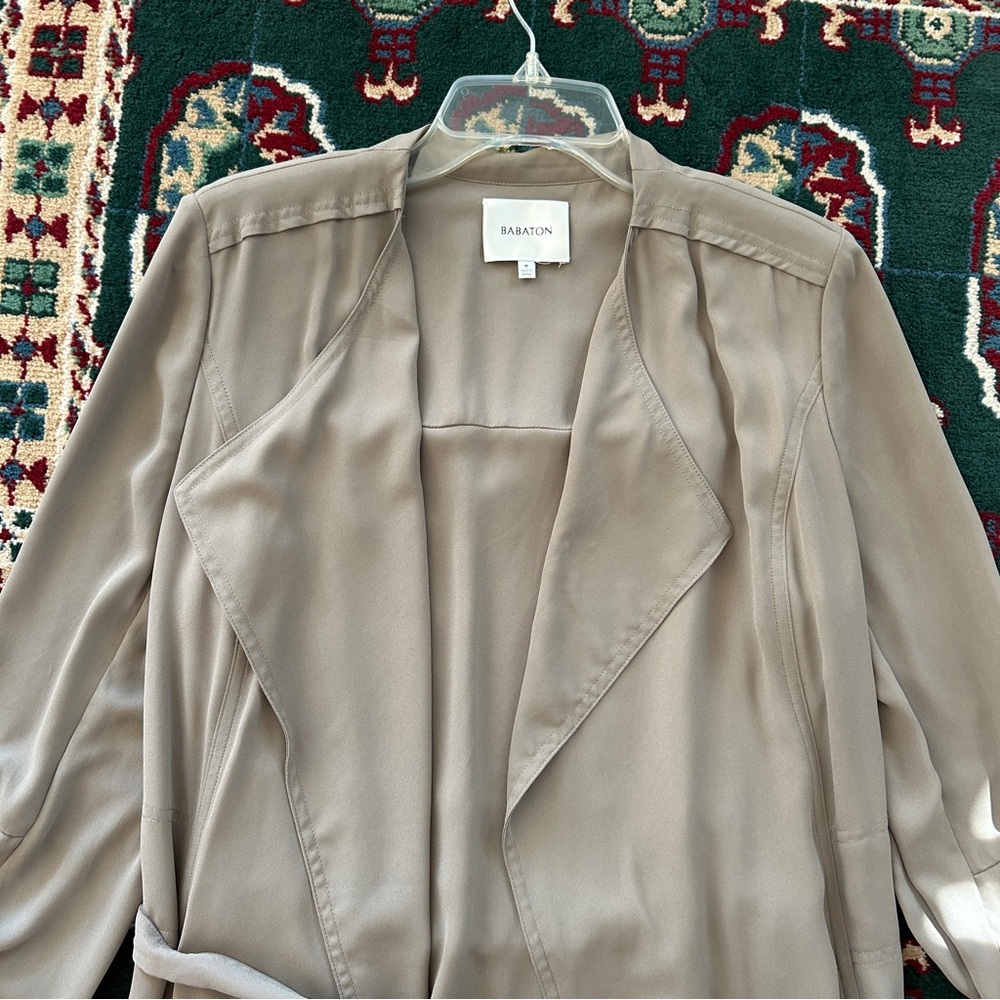 Babaton Olive-Taupe Draped Trench Coat - Picture 4 of 7
